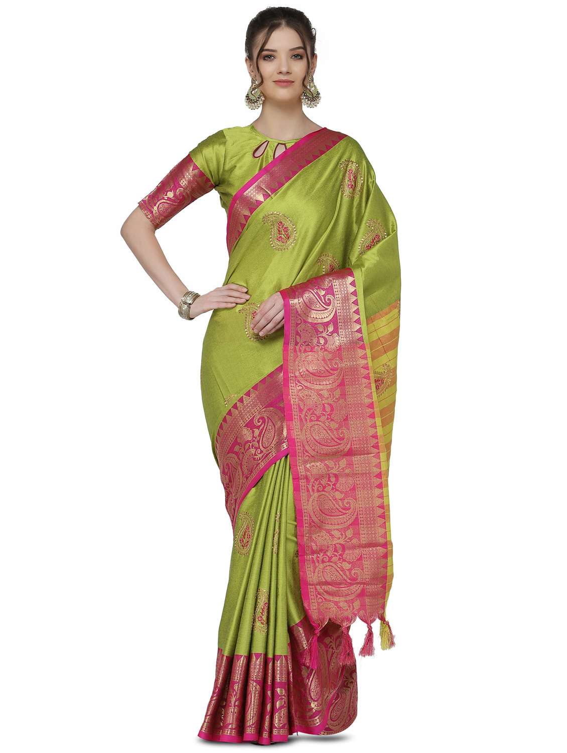 jacquard work woven saree with blouse - 17933593 - Zoom Image - 0