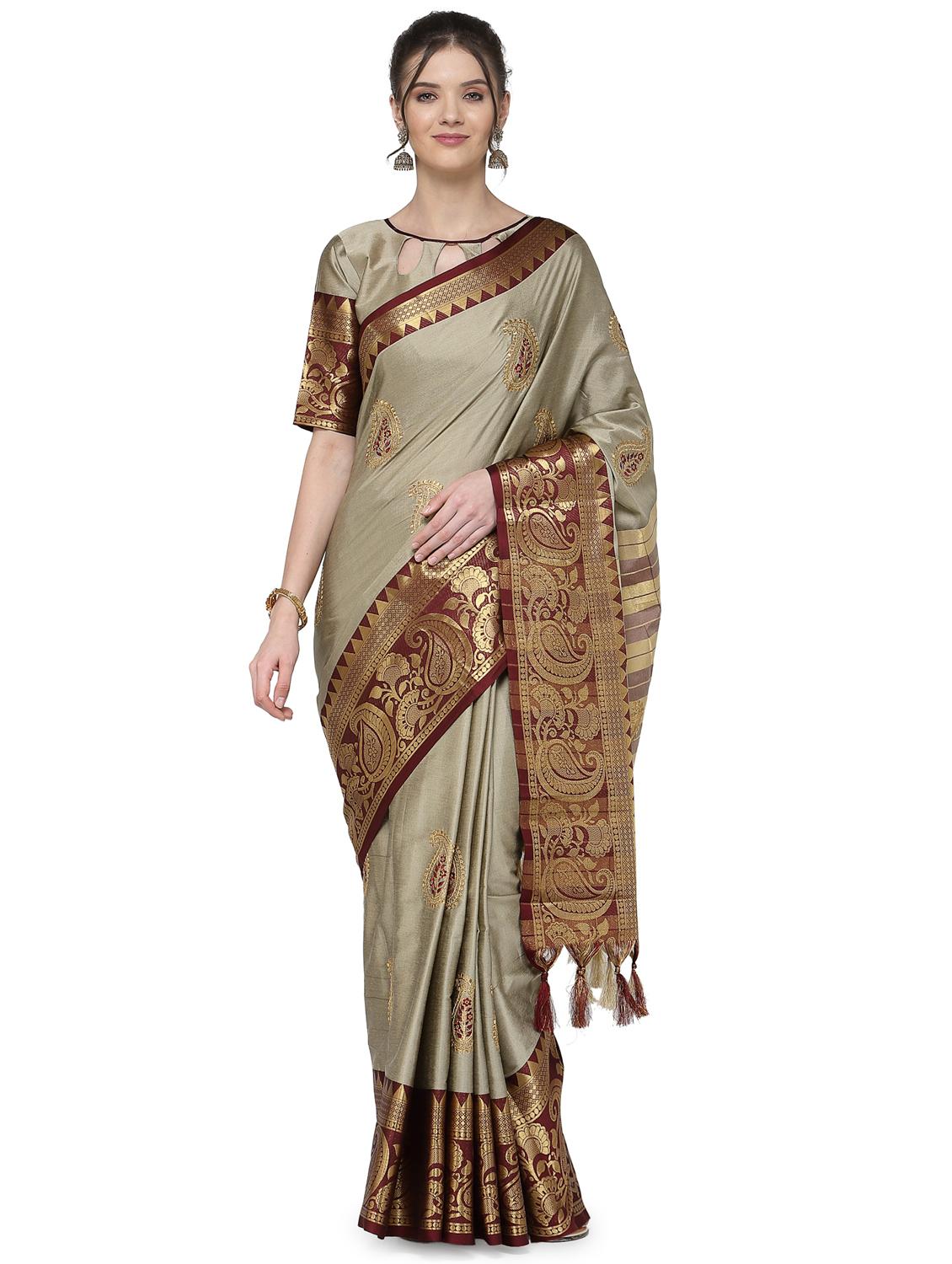 jacquard work woven saree with blouse - 17933595 - Zoom Image - 0