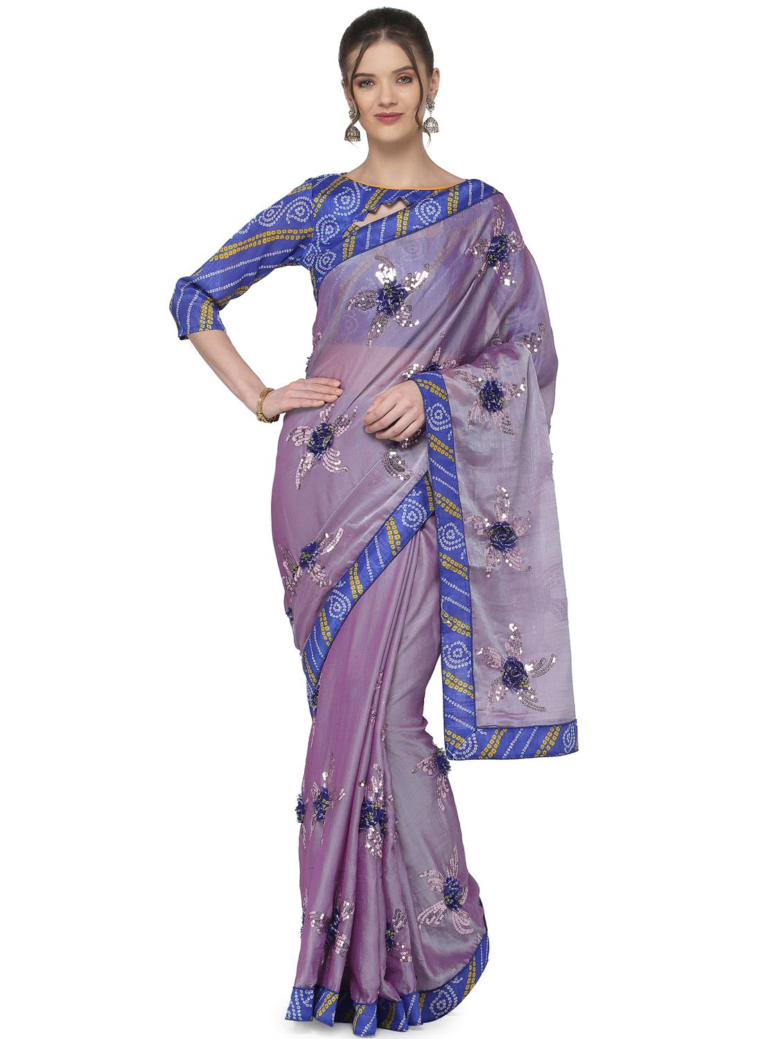 women's self design purple colored saree with blouse - 17933599 - Zoom Image - 0