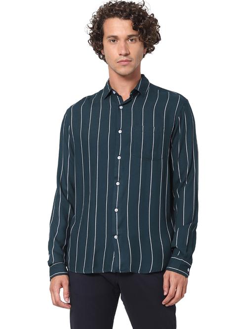 teal striped casual shirt - 17934026 - Standard Image - 0