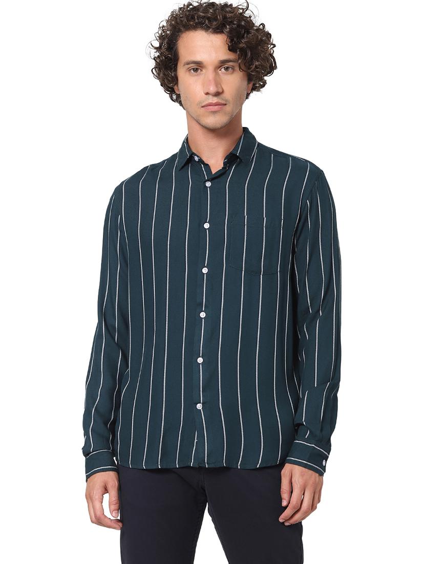 teal striped casual shirt - 17934026 - Zoom Image - 0