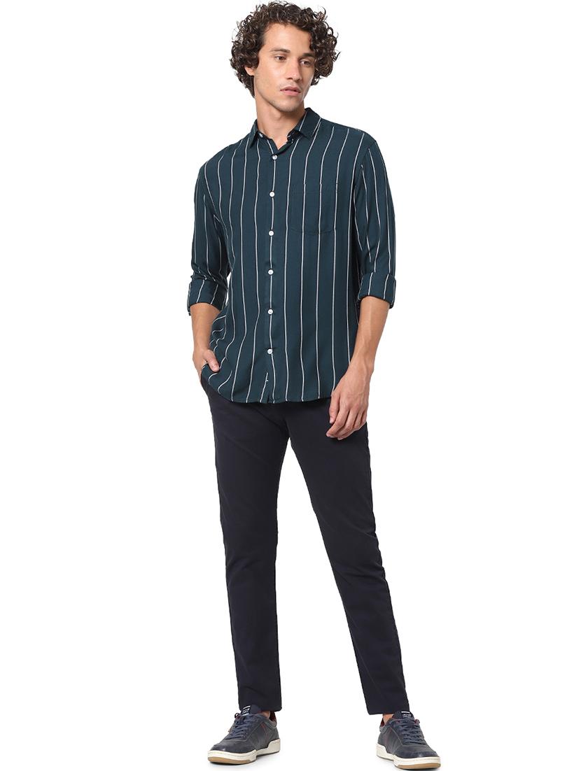 teal striped casual shirt - 17934026 - Standard Image - 3