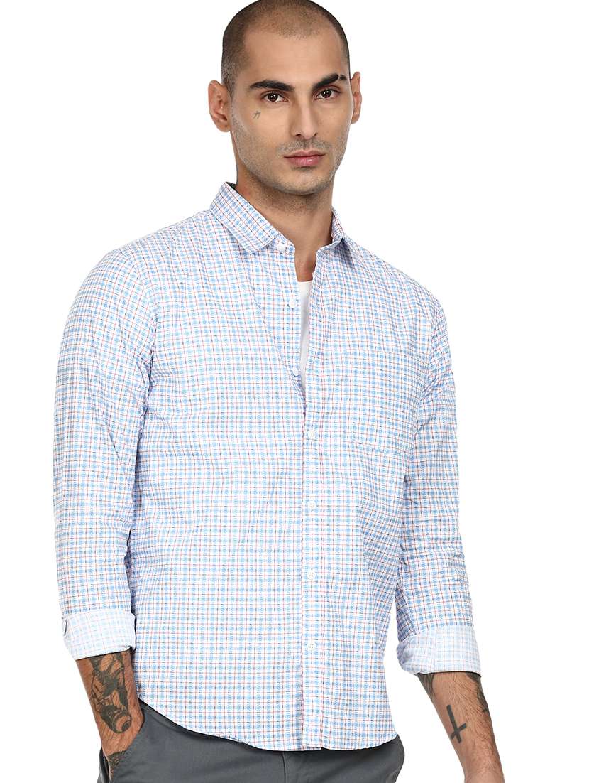 blue checkered casual shirt