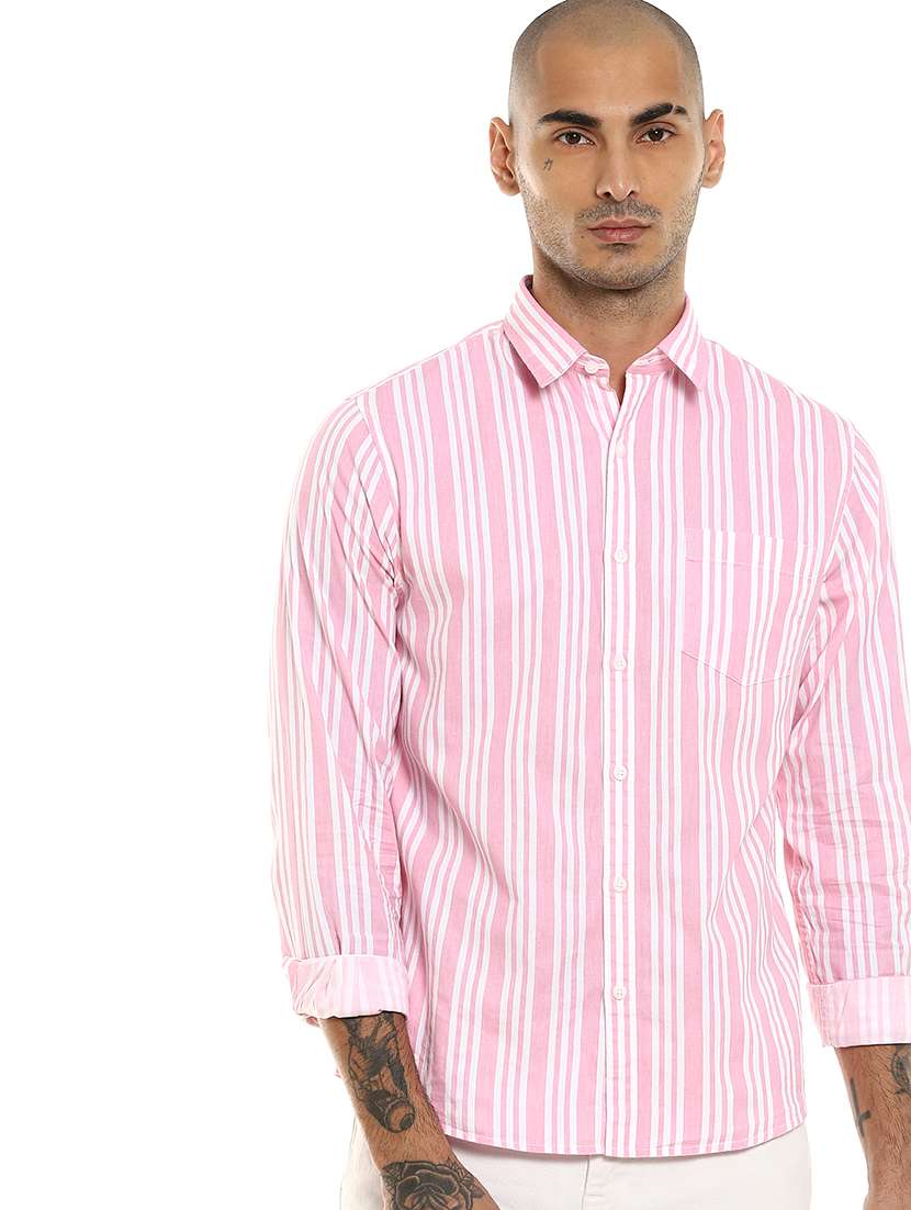 Pink Striped Casual Shirt from shirts 