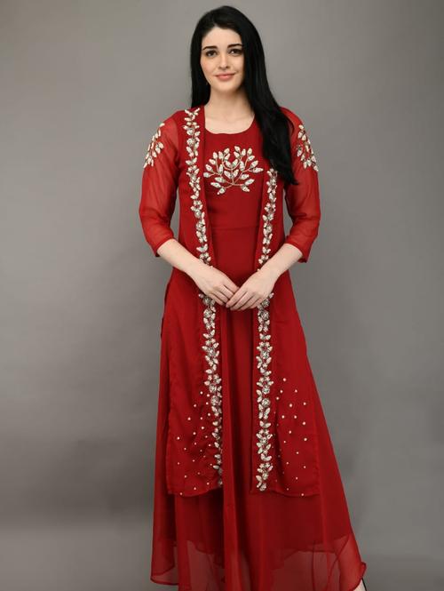 red silk kurti - 17937274 - Standard Image - 0