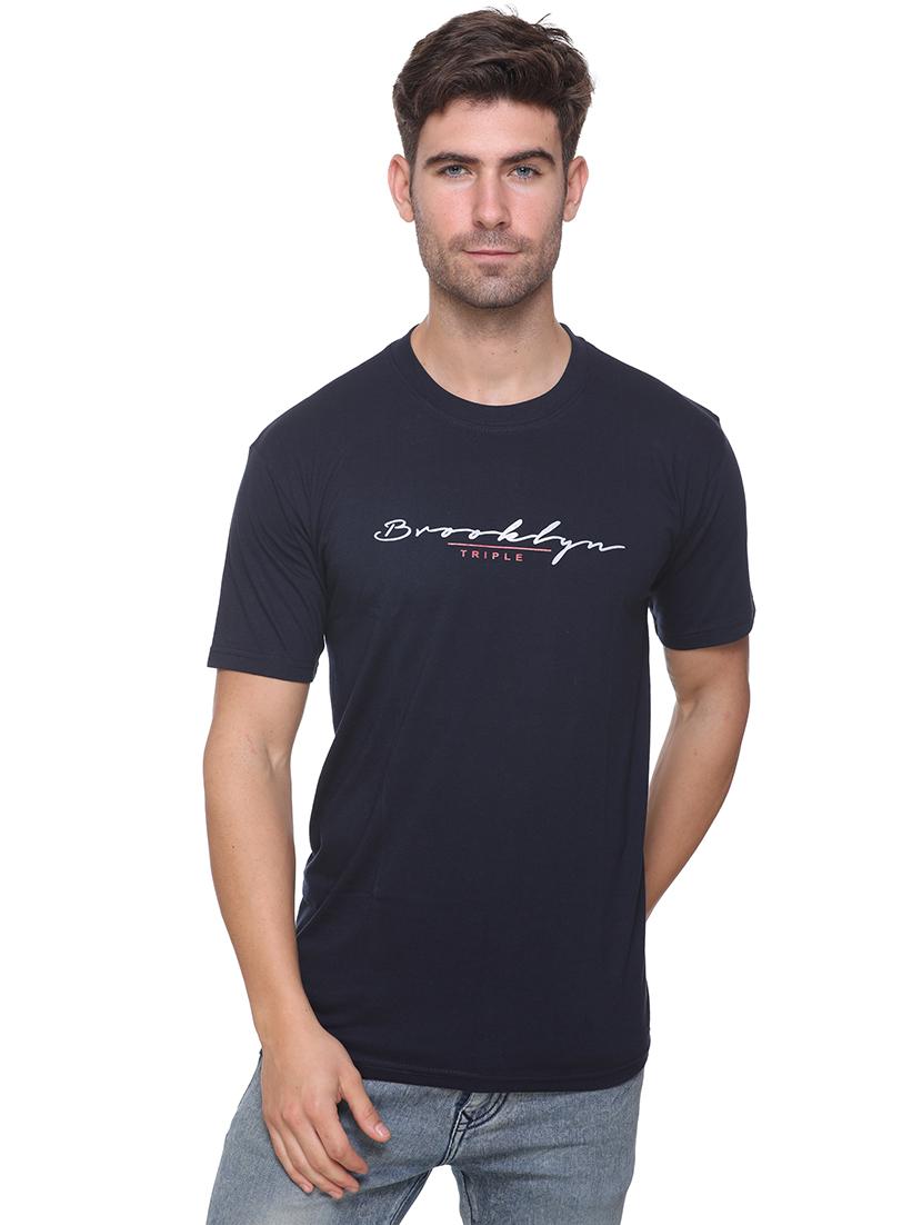 navy blue printed t-shirt - 17939337 - Zoom Image - 0