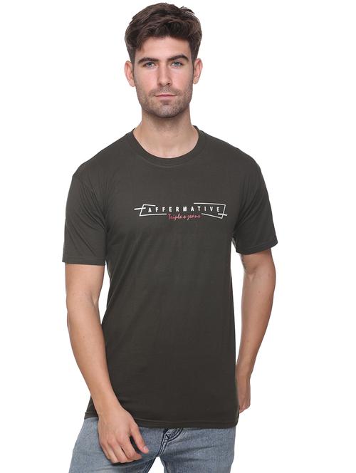 olive green printed t-shirt - 17939339 - Standard Image - 0
