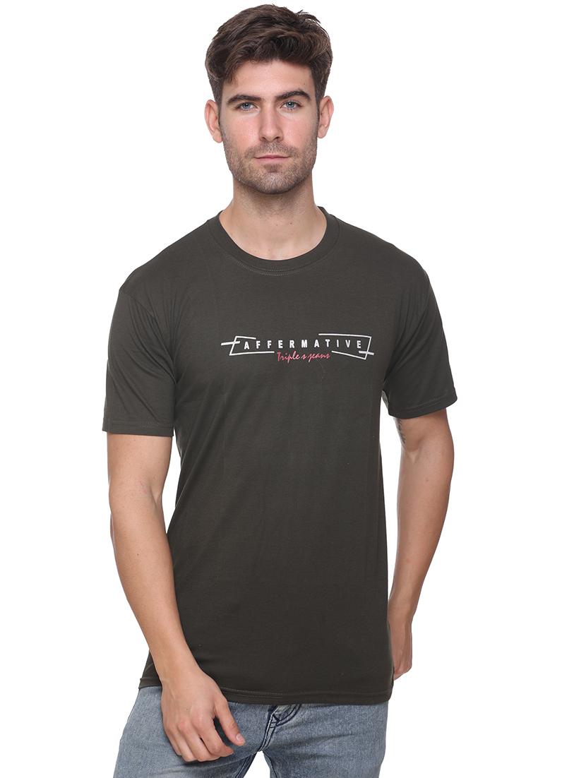 olive green printed t-shirt - 17939339 - Zoom Image - 0