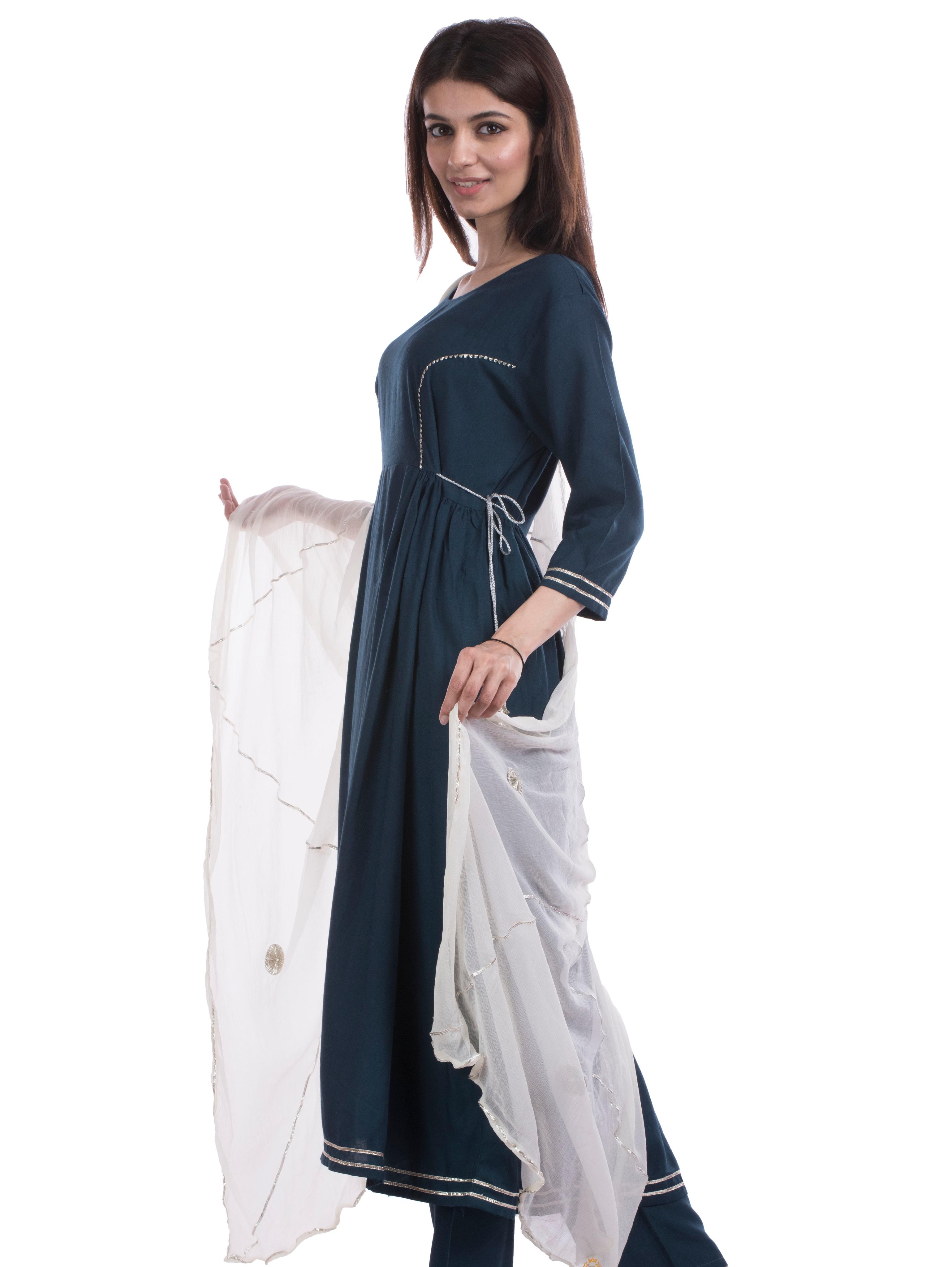 tajnan blue rayon women ethnic set - 17947937 - Zoom Image - 0