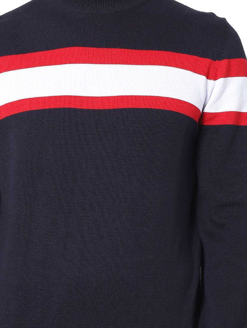 navy blue color block pullover - 17947967 - Standard Image - 3