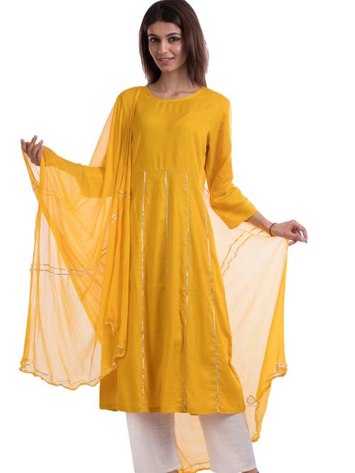 tajnan women's yellow rayon kalidar suit - 17947989 - Standard Image - 0