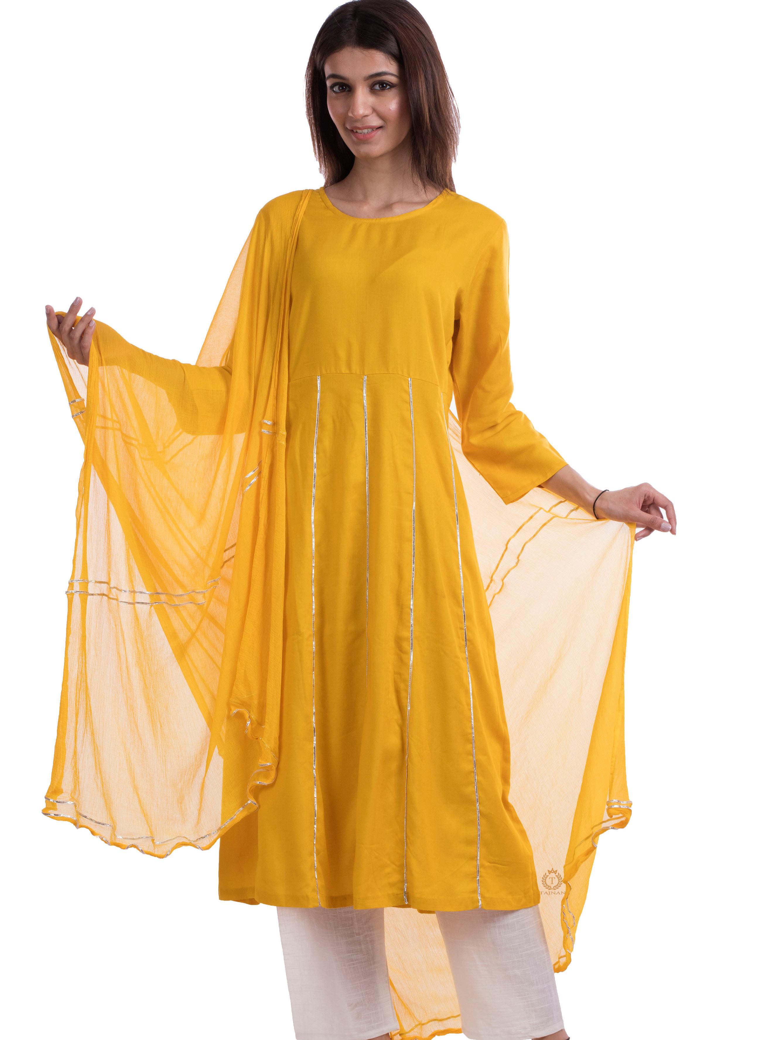 tajnan women's yellow rayon kalidar suit - 17947989 - Zoom Image - 0