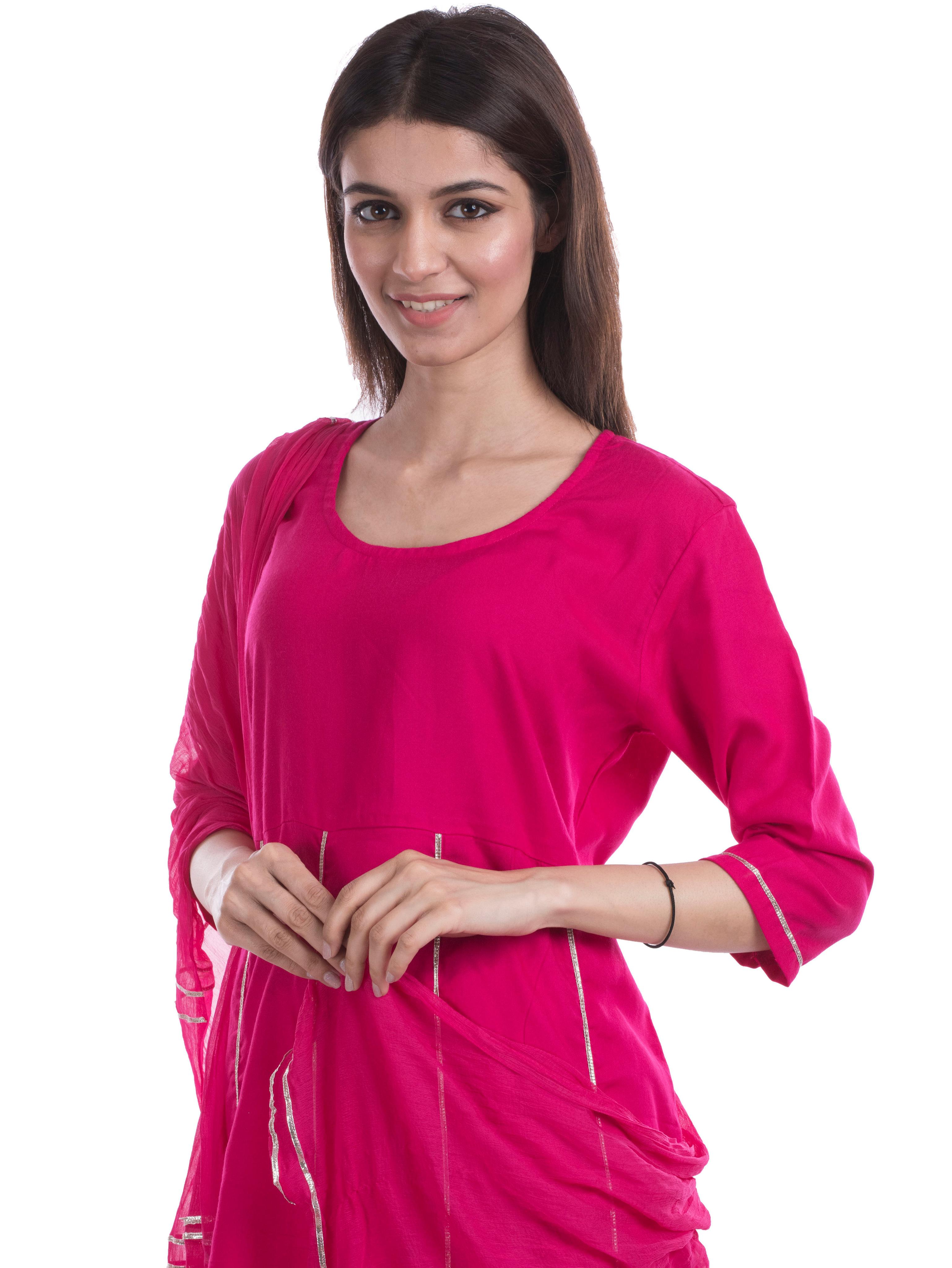 tajnan women's pink rayon kalidar suit - 17947992 - Standard Image - 3