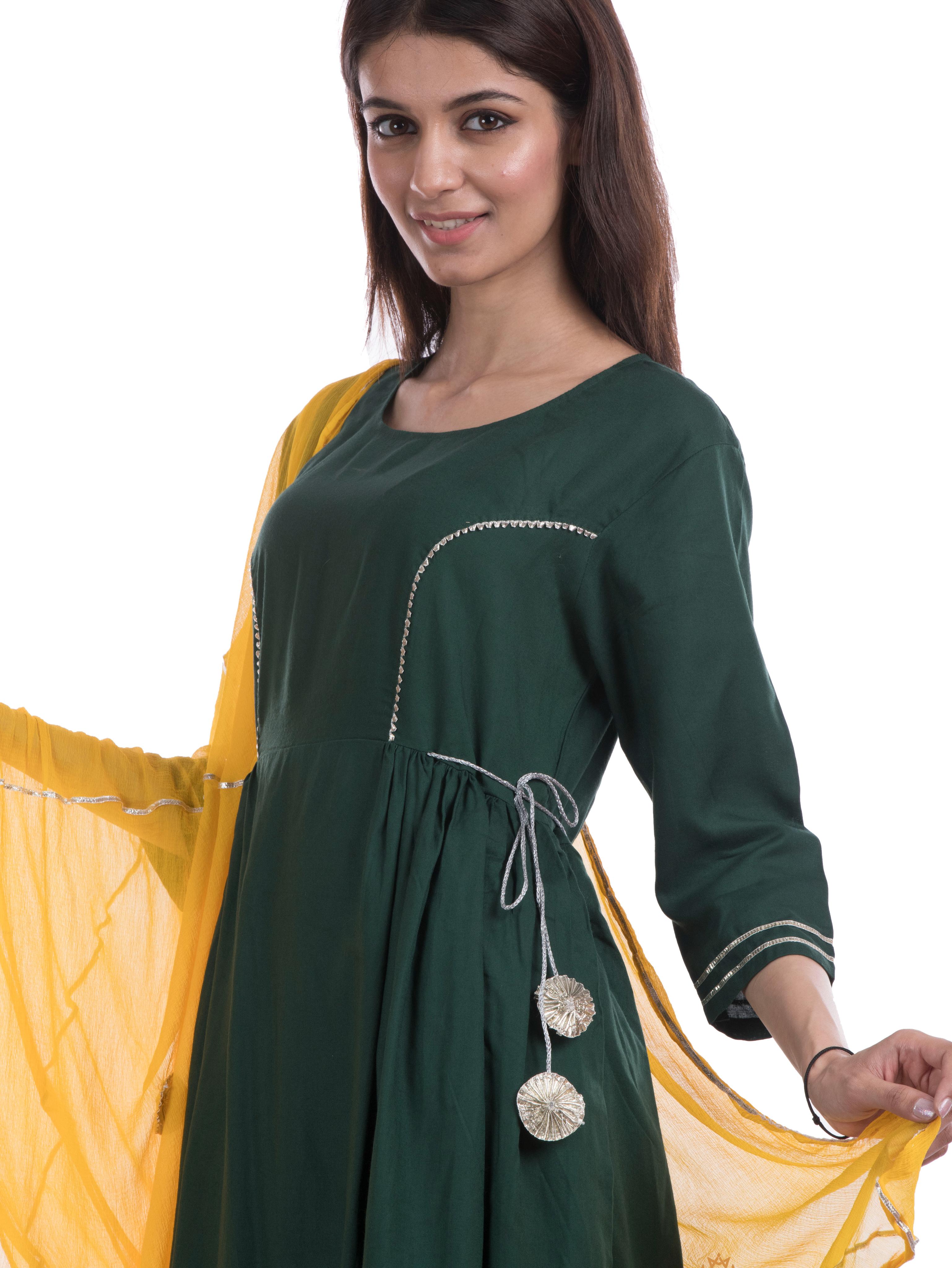 tajnan wome's green rayon suit set - 17948004 - Standard Image - 5