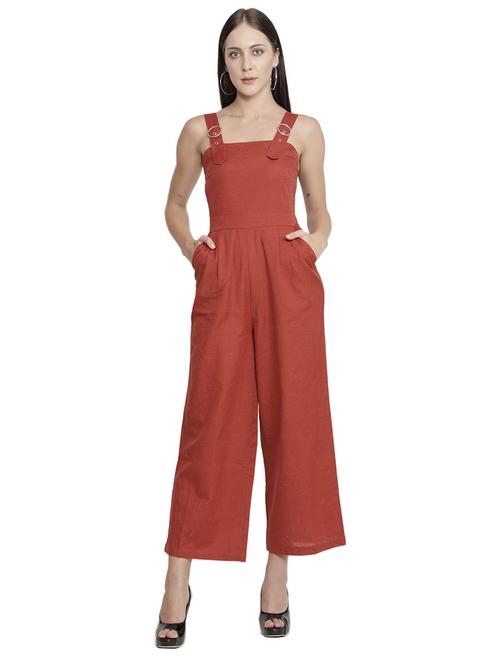 square neck solid full leg jumpsuit - 17948243 - Standard Image - 0