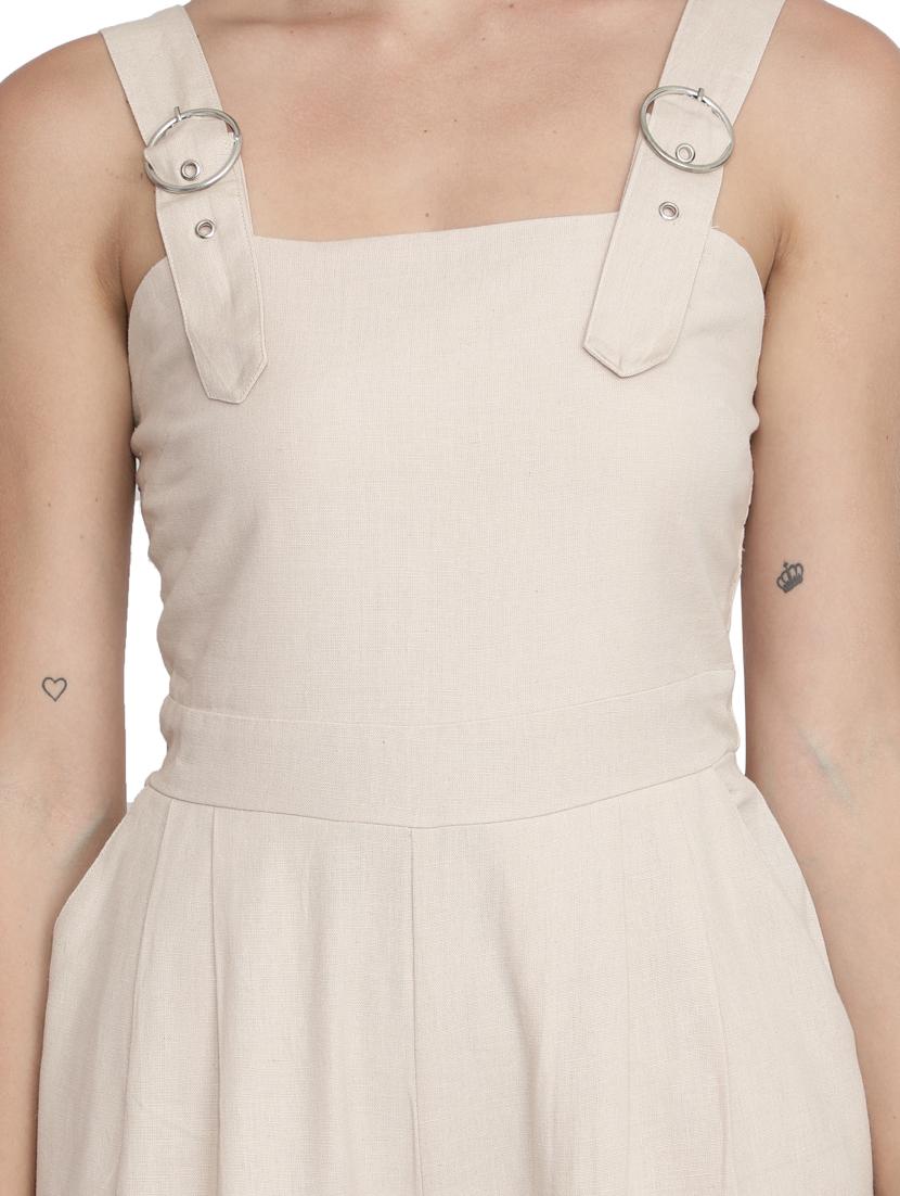 square neck solid full leg jumpsuit - 17948245 - Standard Image - 3
