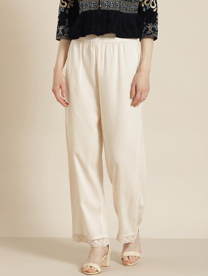 offwhite solid straight palazzo