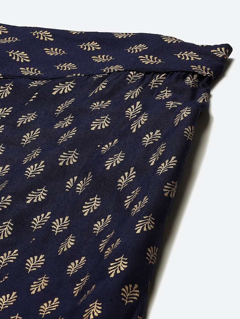 Women Mid Rise Foil Printed Flared Palazzo