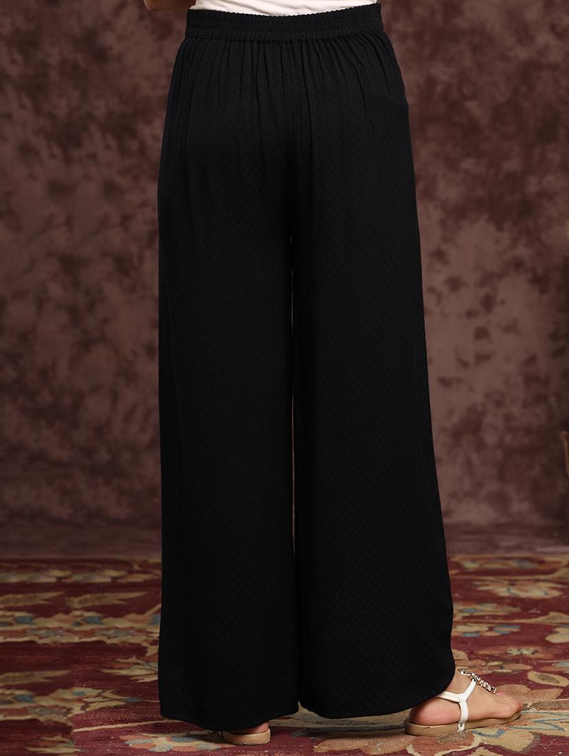 black rayon cullottes palazzo - 17948303 - Standard Image - 3