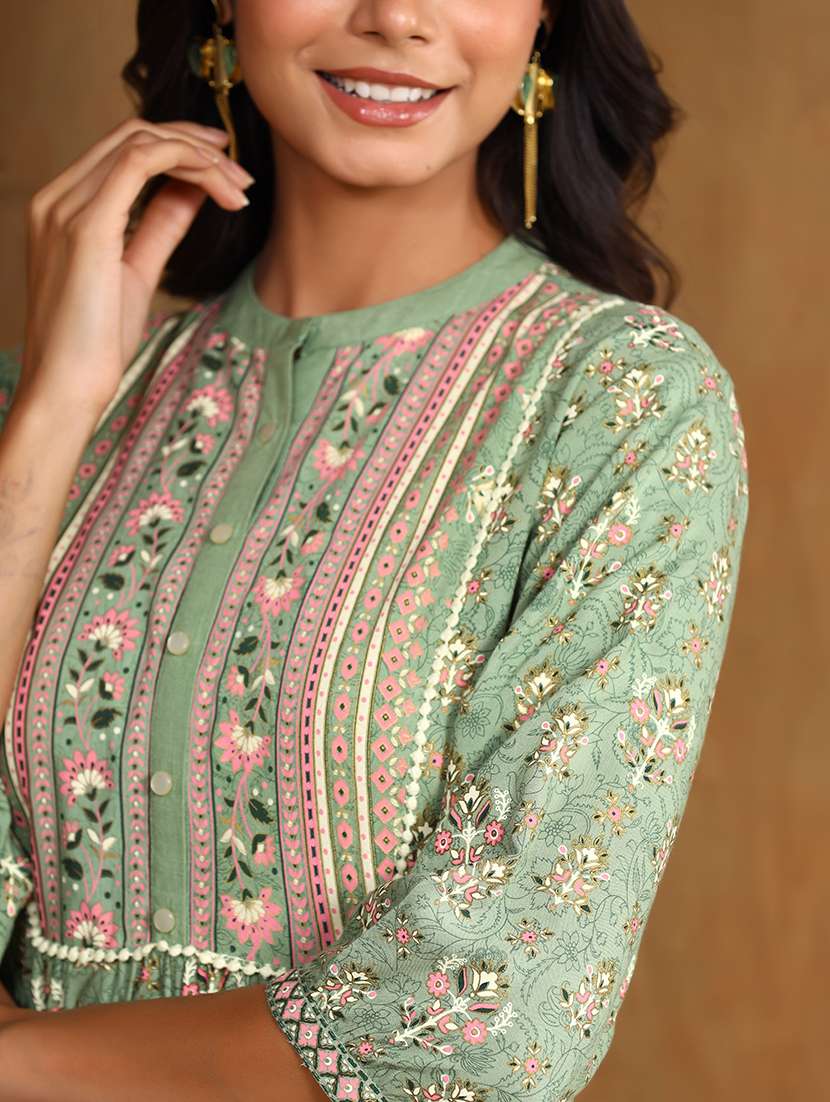 printed flared ethnic dress - 17948332 -  Standard Image - 5