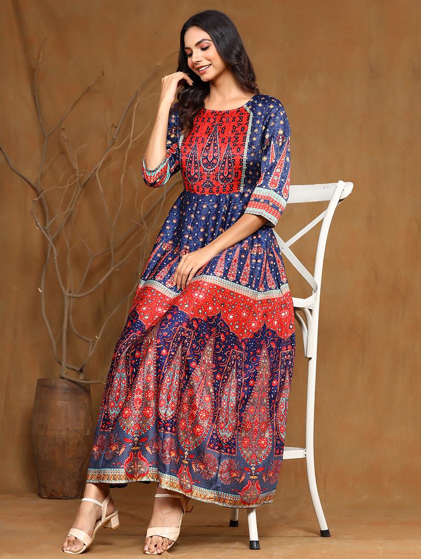 foil print anarkali ethnic dress - 17948335 - Standard Image - 3