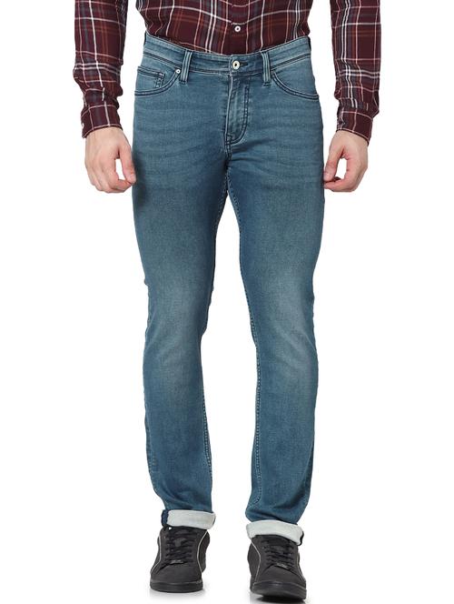 blue light washed denim jeans - 17948339 - Standard Image - 0