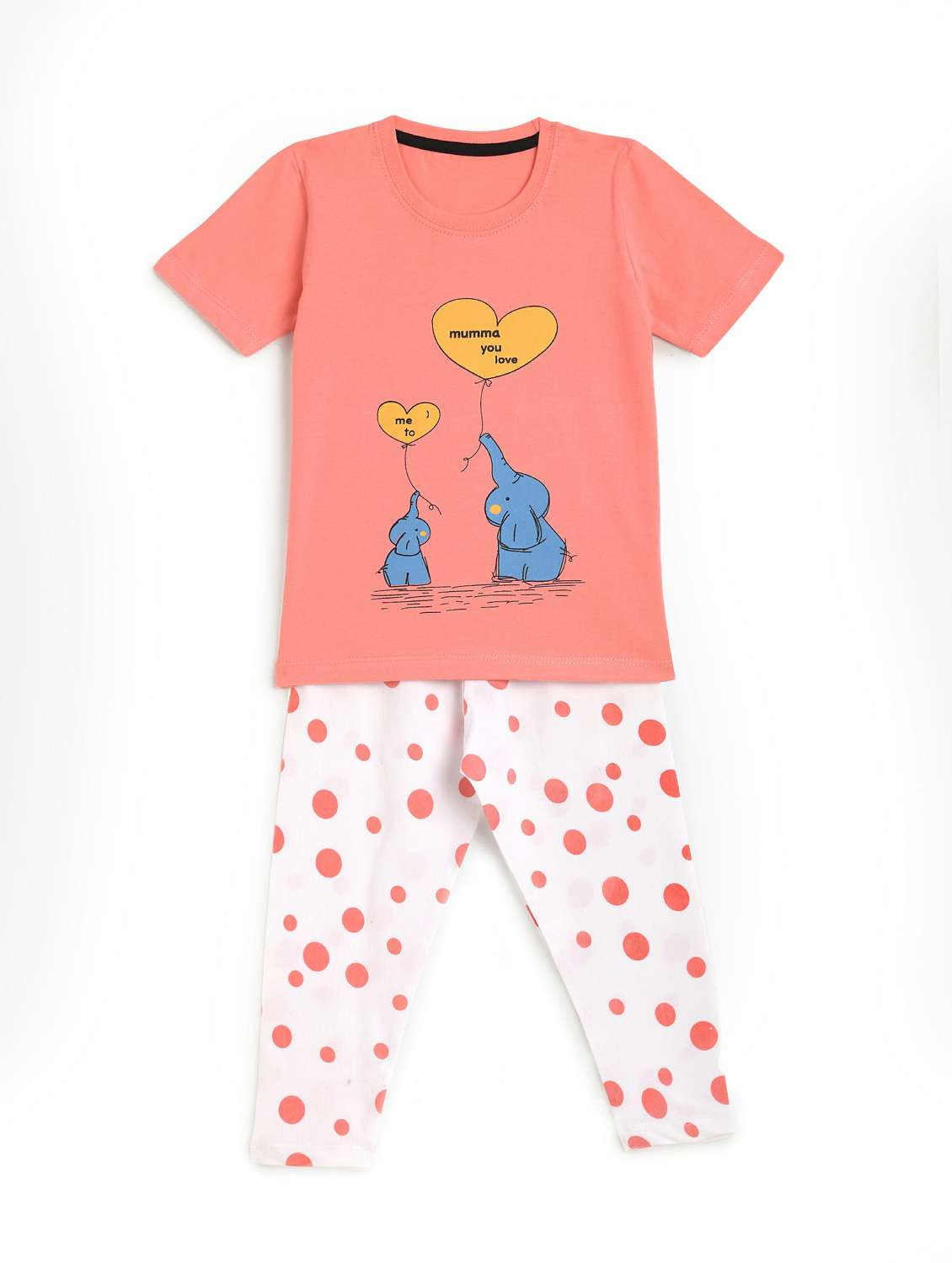 round neck printed nightwear pajama set