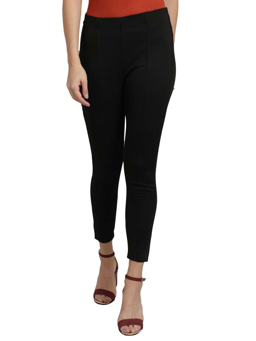 Buy online Mid Rise Solid Lycra Jegging 