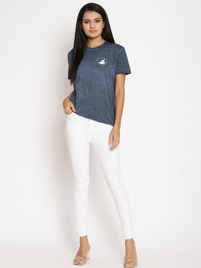 women's plain round neck t-shirt - 17949343 - Standard Image - 3