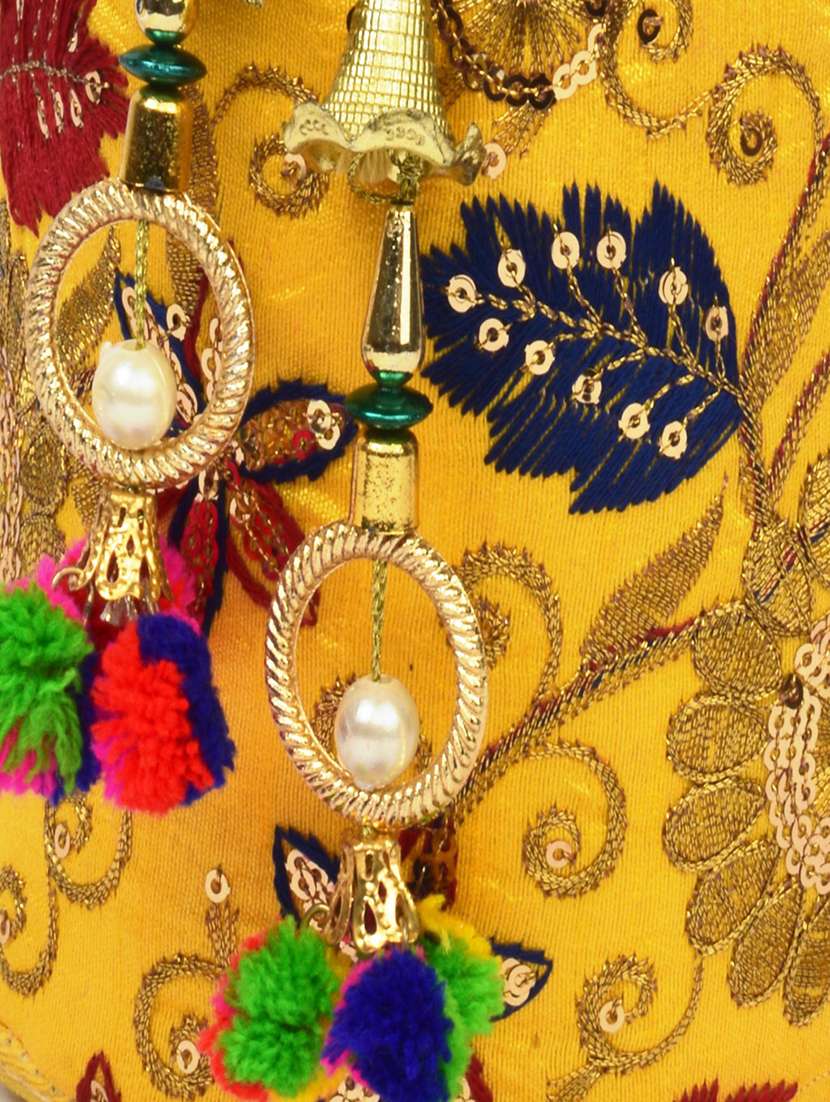 yellow cotton polyester blend ethnic potli - 17949949 -  Standard Image - 3