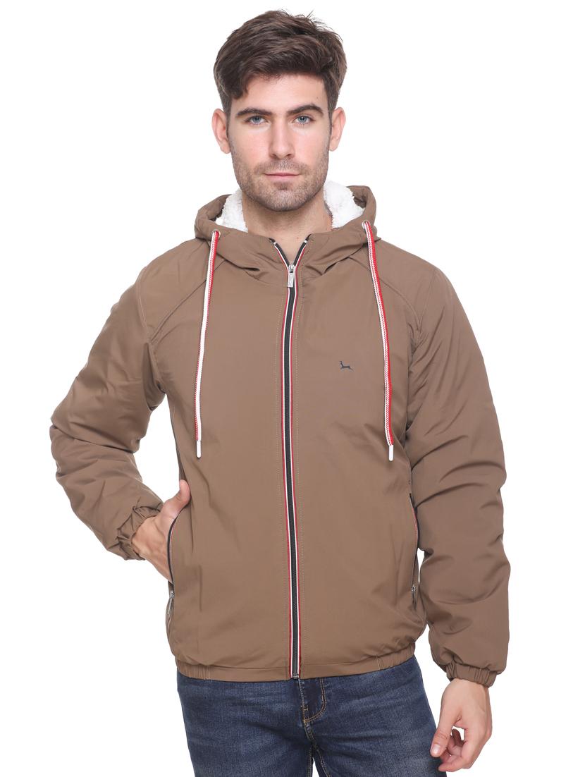 brown solid hooded jacket - 17952120 - Zoom Image - 0