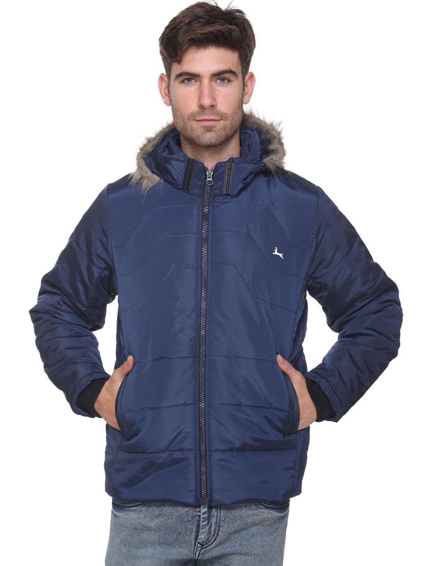 navy blue solid quilted jacket - 17952128 - Zoom Image - 0