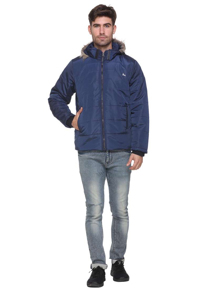 navy blue solid quilted jacket - 17952128 - Standard Image - 3