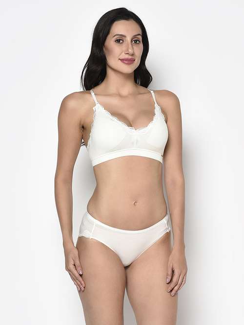 white solid bras and panty set - 17952148 -  Standard Image - 0