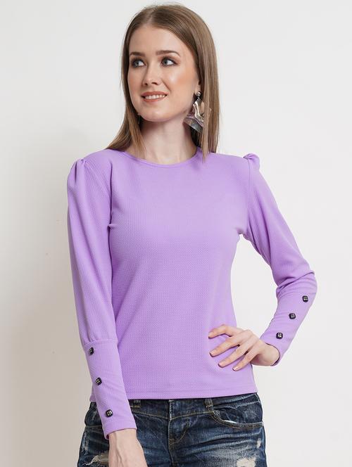 round neck solid regular top - 17952963 - Standard Image - 0