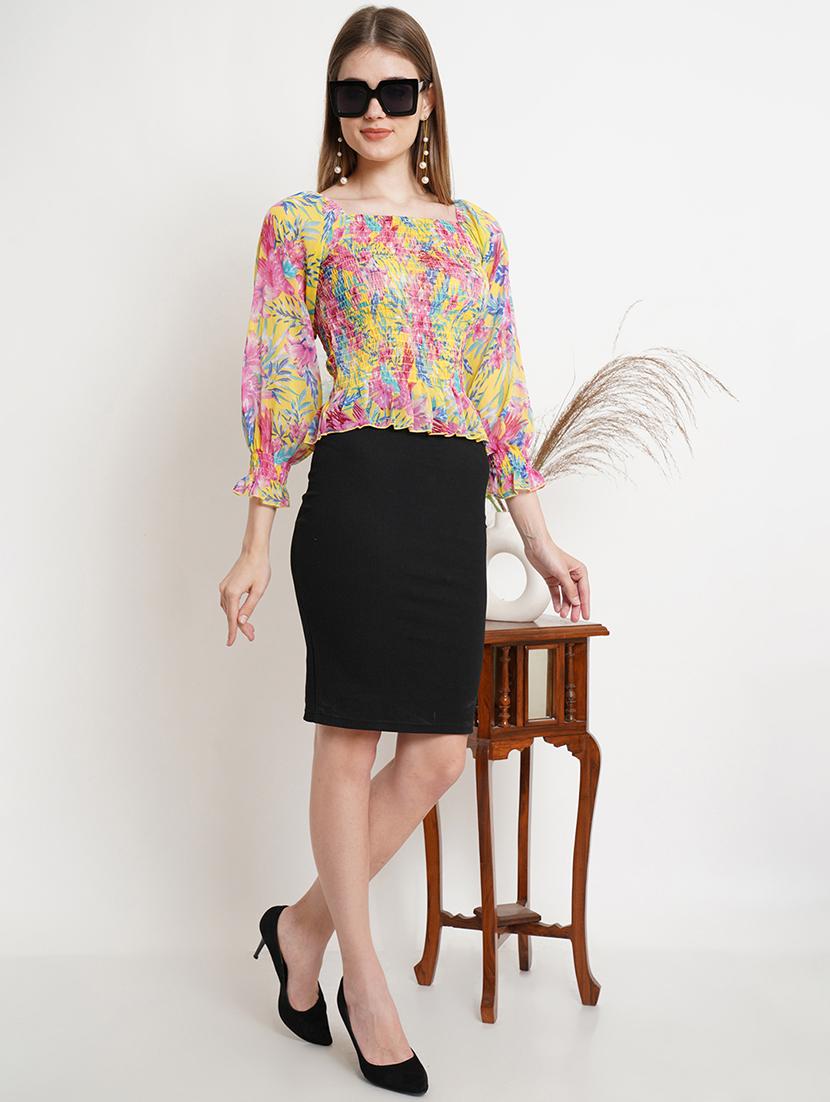 women floral printed smocked detailed top - 17952964 - Standard Image - 3
