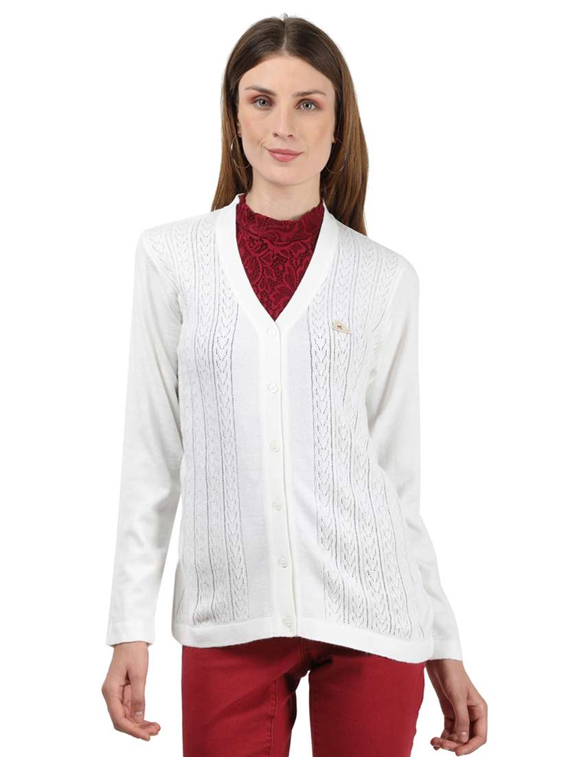 Buy online V Neck Solid Cardigan from 