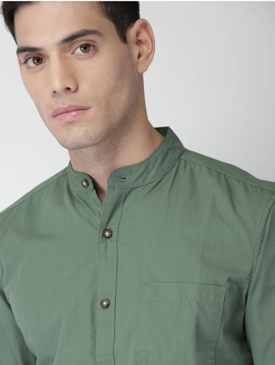 green cotton casual shirt - 17953819 -  Zoom Image - 0