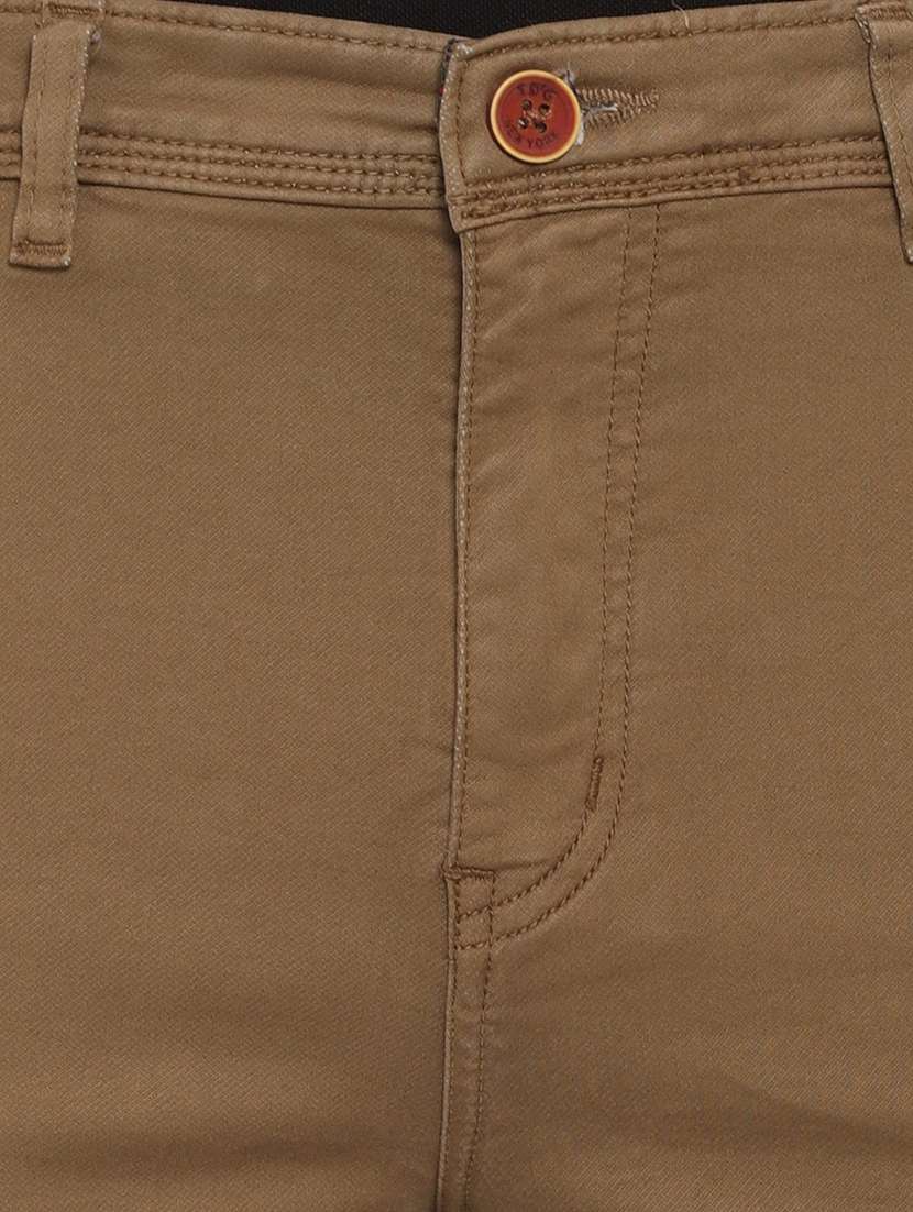 brown textured flat front casual trouser - 17954306 -  Standard Image - 3