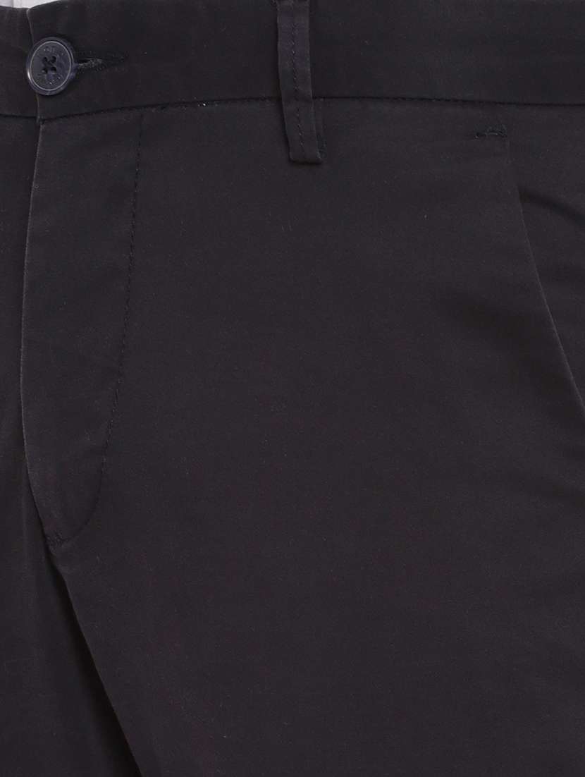 black solid flat front casual trouser - 17954309 -  Standard Image - 3