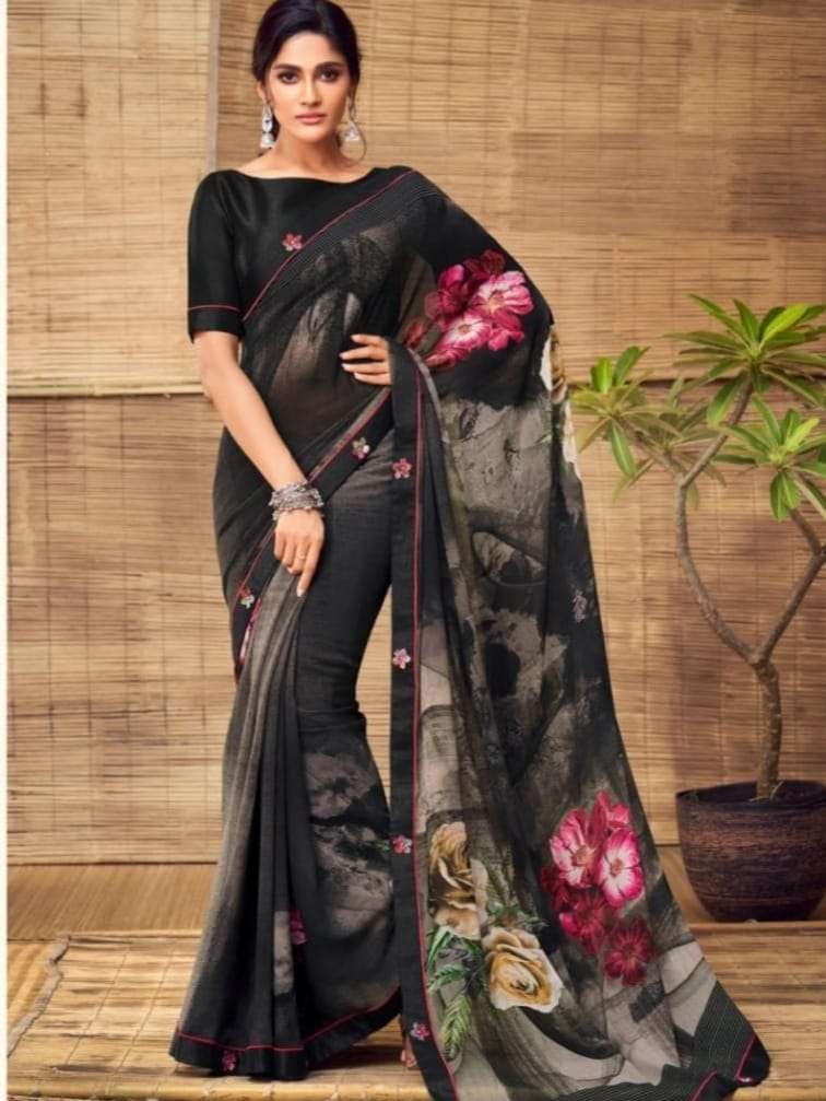 georgette digital floral print saree - 17954701 - Zoom Image - 0
