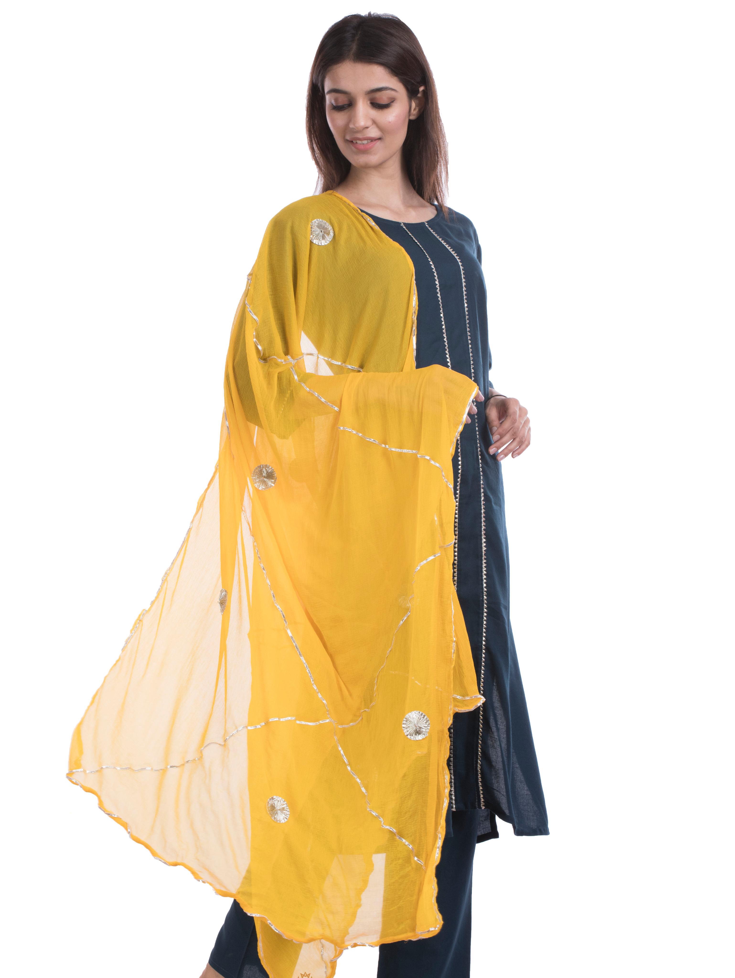 tajnan gotta lays chiffon yellow dupatta - 17955492 - Zoom Image - 0