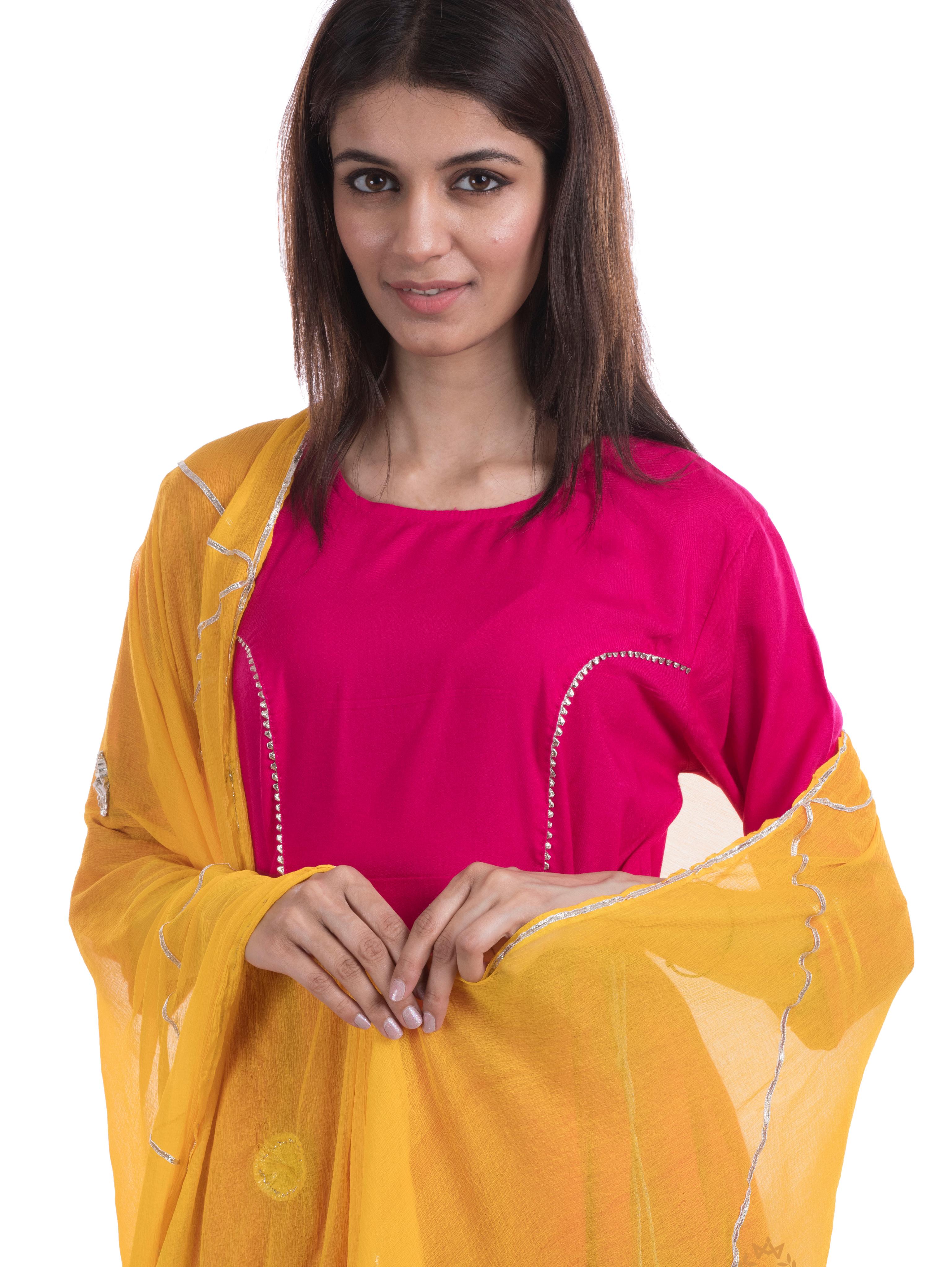 tajnan gotta lays chiffon yellow dupatta - 17955492 - Standard Image - 3
