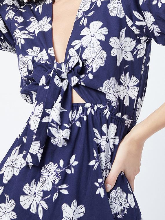 tie front floral maxi dress - 17956262 - Standard Image - 3