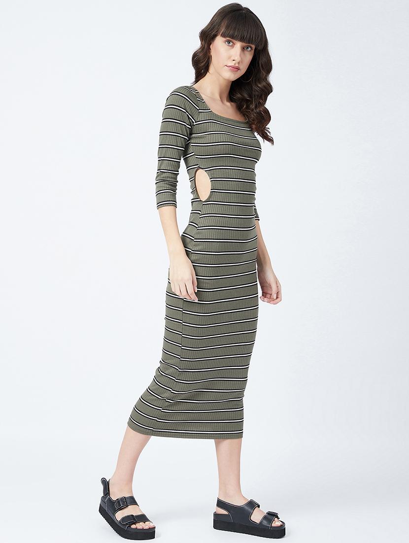 square neck striped bodycon dress - 17956265 - Zoom Image - 0