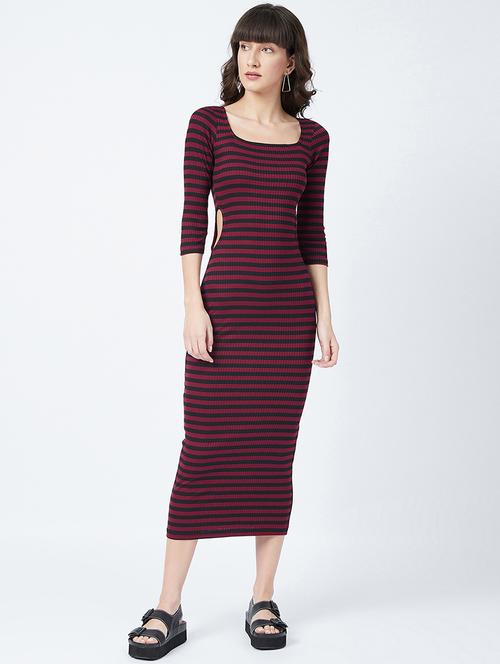 square neck striped bodycon dress - 17956266 - Standard Image - 0