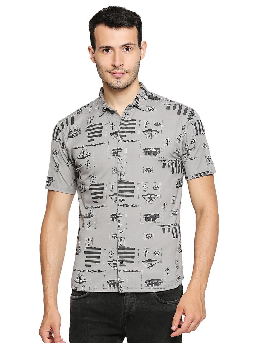 grey printed casual shirt - 17956311 - Zoom Image - 0
