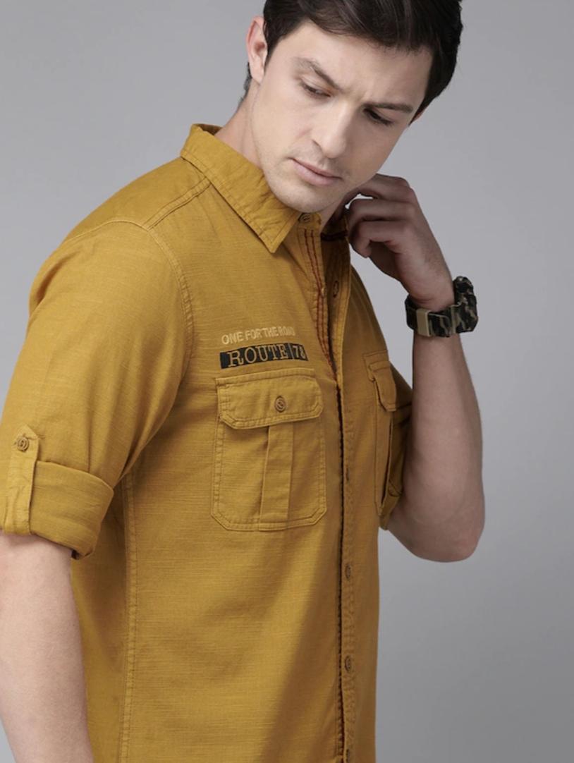 yellow cotton casual shirt - 17956486 - Zoom Image - 0