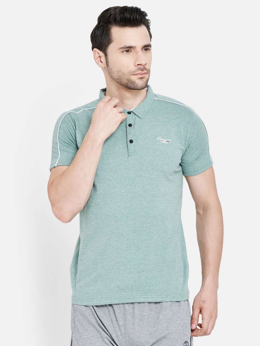 green solid polo t-shirt - 17957301 - Zoom Image - 0