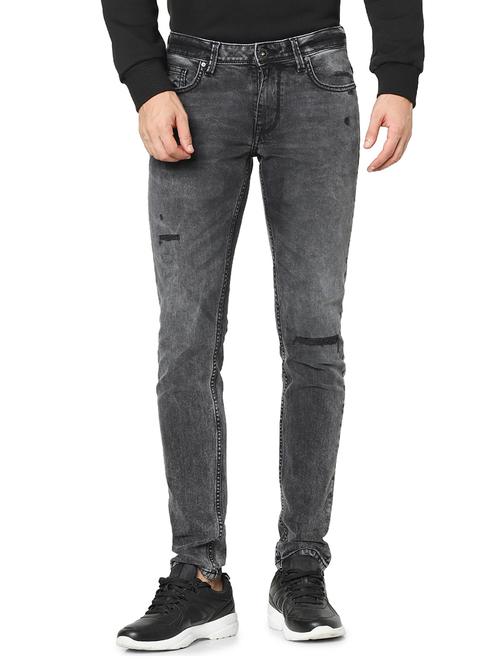 grey light washed ripped denim jeans - 17959560 - Standard Image - 0